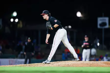 Georgia pitcher Dalton Rhadans (30) during Georgia’s exhibition against Florida at 121 Financial Ballpark in Jacksonville, Fla., on Friday, 28, 2022. (Photo by Tony Walsh)