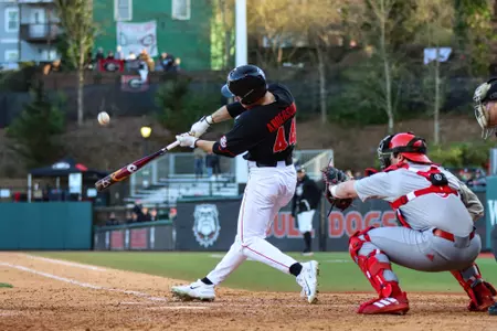Georgia outfielder Ben Anderson (44) during Georgia’s game against Jacksonville State at Foley Field in Athens, Ga., on Friday, Feb. 17, 2023. (Photo by Kari Hodges/UGAAA)
