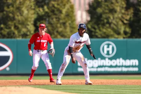 Georgia outfielder Justin Thomas (42) during Georgia’s game against Jacksonville State at Foley Field in Athens, Ga., on Sunday, Feb. 19, 2023. (Kari Hodges/UGAAA)