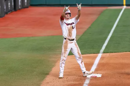 Georgia outfielder Ben Anderson (44) during Georgia’s game against Princeton at Foley Field in Athens, Ga., on Sunday, Feb. 26, 2023. (Kari Hodges/UGAAA)