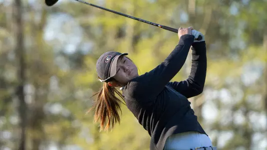 Jenny Bae of the United States plays her stroke from the No. 12 tee during round one of the Augusta National Women's Amateur at Champions Retreat Golf Club, Wednesday, March 29, 2023.