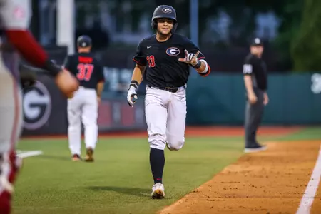 during Georgia’s game against Arkansas at Foley Field in Athens, Ga., on Thursday, April 20, 2023. (Kari Hodges/UGAAA)