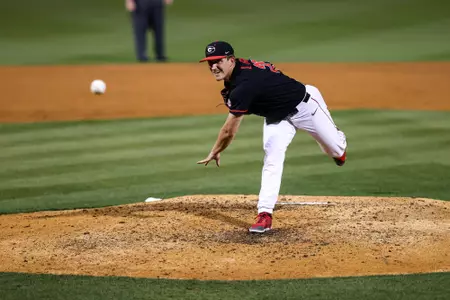 during Georgia’s game against Arkansas at Foley Field in Athens, Ga., on Thursday, April 20, 2023. (Kari Hodges/UGAAA)