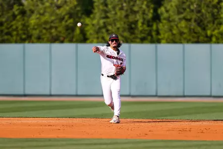 during Georgia’s game against Arkansas at Foley Field in Athens, Ga., on Friday, April 21, 2023. (Kari Hodges/UGAAA)