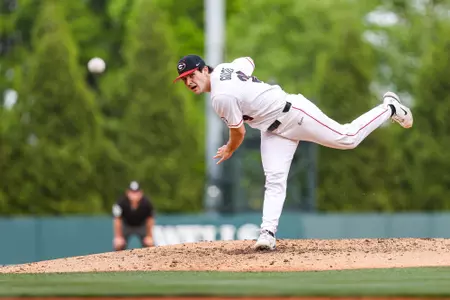 during Georgia’s game against Arkansas at Foley Field in Athens, Ga., on Friday, April 21, 2023. (Kari Hodges/UGAAA)