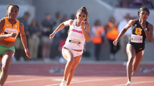 Kaila Jackson of Georgia runs in the women's 200m during the 63rd Mt. San Antonio College Relays, Saturday, April 16, 2023, in Walnut, Calif. (Kirby Lee)