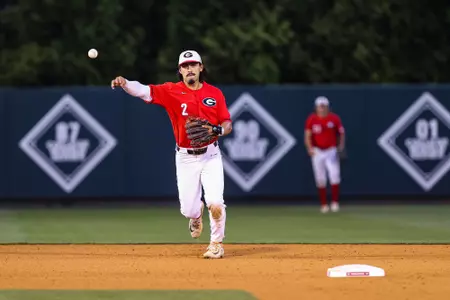 Georgia infielder Sebastian Murillo (2) during Georgia’s game against Louisiana State University at Foley Field in Athens, Ga., on Thursday, May 18th, 2023. (Kari Hodges/UGAAA)