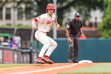 Georgia infielder Will David (28) during Georgia’s game against Louisiana State University at Foley Field in Athens, Ga., on Saturday, May 20th, 2023. (Kari Hodges/UGAAA)
