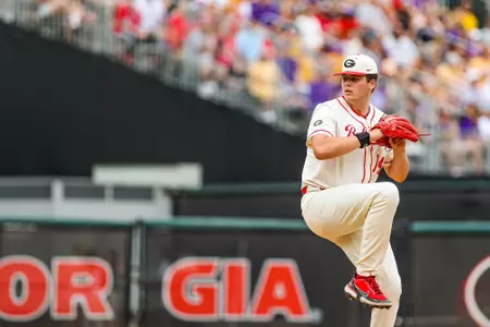 Georgia pitcher Liam Sullivan (14) during Georgia’s game against Louisiana State University at Foley Field in Athens, Ga., on Saturday, May 20th, 2023. (Kari Hodges/UGAAA)