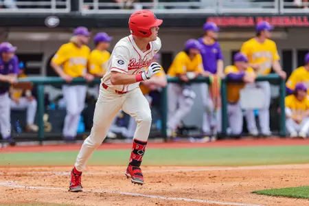 Georgia first baseman and outfielder Charlie Condon (24) during Georgia’s game against Louisiana State University at Foley Field in Athens, Ga., on Saturday, May 20th, 2023. (Kari Hodges/UGAAA)