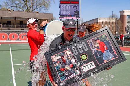 Georgia head coach Jeff Wallace after a match against Missouri at Henry Feild Stadium at the Dan Magill Tennis Complex in Athens, Ga., on Sunday, March 5, 2023. (Kayla Renie/UGAA)