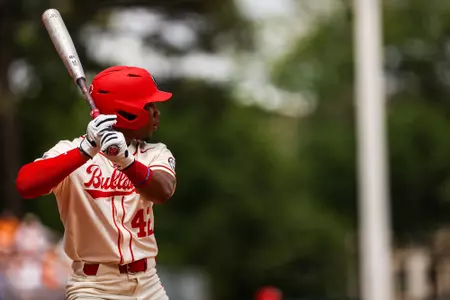 Georgia outfielder Justin Thomas (42) during Georgia’s game against Tennessee at Foley Field in Athens, Ga., on Saturday, May 6, 2023. (Tony Walsh/UGAAA)