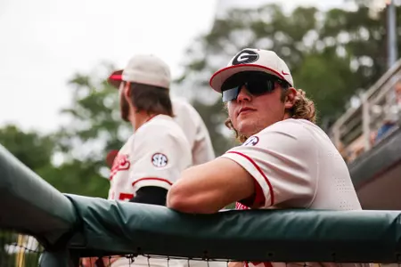 Georgia first baseman Cole Wagner (19) during Georgia’s game against Tennessee at Foley Field in Athens, Ga., on Saturday, May 6, 2023. (Tony Walsh/UGAAA)