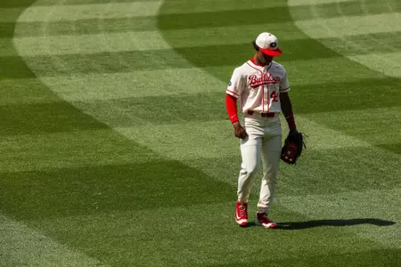 Georgia outfielder Justin Thomas (42) during Georgia’s game against Tennessee at Foley Field in Athens, Ga., on Saturday, May 6, 2023. (Tony Walsh/UGAAA)