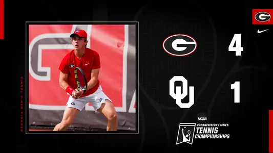 The post match graphic for the recap story following Georgia's 4-1 win against Oklahoma in the second round of the NCAA Tournament.