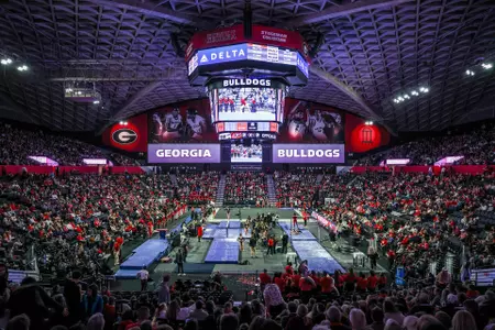 Georgia during a meet against Auburn at the Stegeman Coliseum in Athens, Ga., on Friday, Feb. 18, 2022. (Photo by Mackenzie Miles)