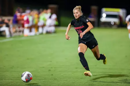 Georgia forward Caroline Smith (26) during Georgia’s exhibition match against Furman on Seagraves Field at Eugene Stone Soccer Stadium in Greenville, S.C., on Tuesday, Aug. 8, 2023. (Tony Walsh/UGAAA)