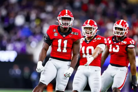 Georgia inside linebacker Jalon Walker (11) during the 2023 College Football Playoff National Championship at SoFi Stadium in Los Angeles, Calif., on Monday, Jan. 9, 2023. (Photo by Tony Walsh)