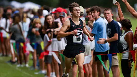 Georgia distance during Cole Heron Georgia’s race in the Stan Sims Cross Country Opener at Allatoona Creek Park in Acworth, Ga., on Friday, Sept. 1, 2023. (Tony Walsh/UGAAA)