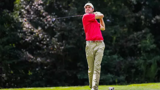 Beck Burnette teeing off during a practice round at the UGA golf course.