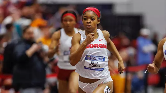 Photography of the Georgia Bulldogs at the 20203 SEC Indoor Championships in Fayetteville, Arkansas.