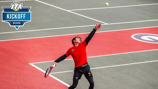 Ryan Colby serving during the first match of the doubleheader against Eastern Kentucky on Monday, Jan. 22, 2024.