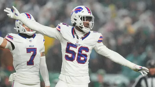 Leonard Floyd in game with Buffalo Bills during week 12 of the 2023 NFL Regular Season.