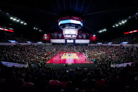 Record attendance during Georgia’s match against South Carolina at Stegeman Coliseum in Athens, Ga., on Friday, Oct. 11, 2024. (Tony Walsh/UGAAA)