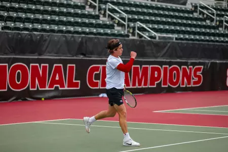 Miguel Perez Pena in a singles match during the ITA Southeast Regional at the Dan Magill Tennis Complex in Athens, Ga.