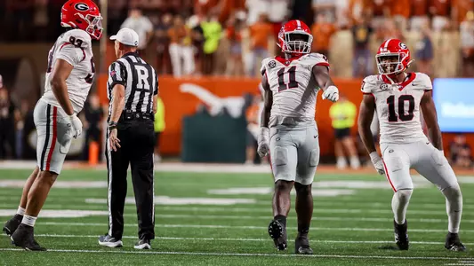 Georgia inside linebacker Jalon Walker (11) during Georgia’s game against Texas at Darrell K Royal-Texas Memorial Stadium in Austin, Texas, on Saturday, Oct. 19, 2024. (Tony Walsh/UGAAA)