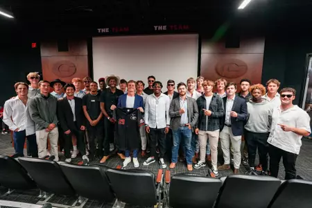 Georgia baseball hosts a draft for their upcoming Red & Black World Series at Butts-Mehre Heritage Hall in Athens, Ga., on Monday, Oct. 28, 2024. (Tony Walsh/UGAAA)