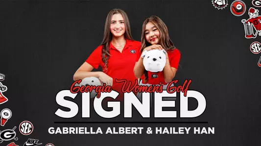 Georgia's Class of 2025 women's golf signees Gabriella Albert and Hailey Han.