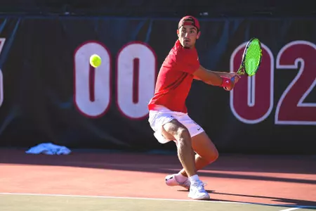 Oscar Pinto Sansano during an ITA Southeast Regional singles match at the Dan Magill Tennis Complex on Thursday, Oct. 17, 2024.