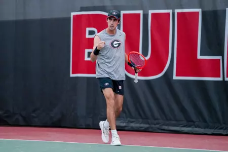 Senior Thomas Paulsell during a singles match at the Southern Intercollegiate Championship inside the Lindsey Hopkins Indoor Facility on Friday, Sept. 13, 2024.