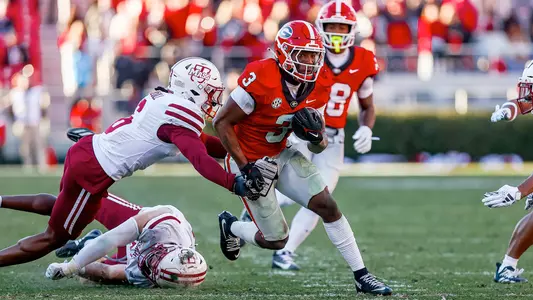 Georgia running back Nate Frazier (3) during Georgia’s game against UMass on Dooley Field at Sanford Stadium in Athens, Ga., on Saturday, Nov. 23, 2024. (Conor Dillon/UGAAA)