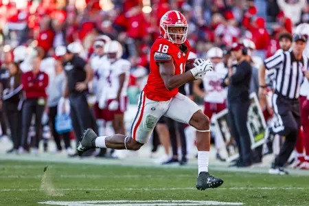 Georgia inside linebacker Chris Cole (18) during Georgia’s game against UMass on Dooley Field at Sanford Stadium in Athens, Ga., on Saturday, Nov. 23, 2024. (Conor Dillon/UGAAA)