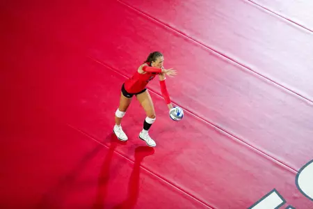Georgia middle blocker Sophie Fischer (2) during Georgia’s match against Oklahoma in Stegeman Coliseum in Athens, Ga., on Friday, Oct. 18, 2024. (Olivia Wilson/UGAAA)