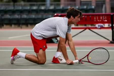 Georgia men's tennis player Ryan Colby during a match in the ITA Southeast Regional on Thursday, Oct. 17, 2024 at the Dan Magill Tennis Complex.