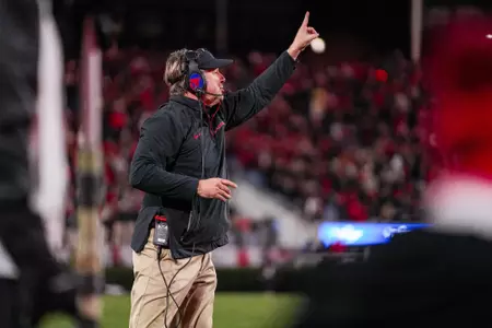 Georgia head coach Kirby Smart during Georgia’s game against Georgia Tech on Dooley Field at Sanford Stadium in Athens, Ga., on Friday, Nov. 29, 2024. (Tony Walsh/UGAAA)