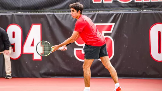 Georgia tennis player Cyrus Mahjoob during Georgia’s match against Eastern Kentucky at Henry Feild Stadium at the Dan Magill Tennis Complex in Athens, Ga., on Monday, Jan. 22, 2024. (Kari Hodges/UGAAA)