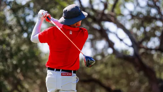 Ben van Wyk teeing off during the Valero Texas Collegiate in September.