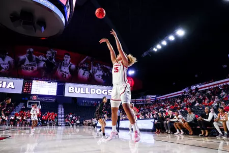 Georgia forward Javyn Nicholson (35) during Georgia’s game against Vanderbilt at Stegeman Coliseum in Athens, Ga., on Sunday, Feb. 11, 2024. (Kari Hodges/UGAAA)