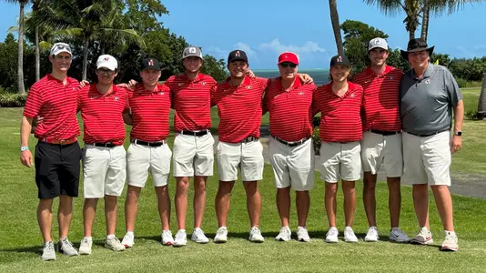 The Georgia men's golf team celebrating its tournament win at the Puerto Rico Classic on Feb. 13, 2024.
