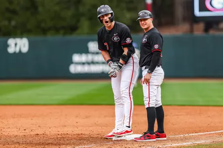 Georgia outfielder Logan Jordan (17) during Georgia’s game against UNC Asheville at Foley Field in Athens, Ga., on Friday, Feb. 16, 2024. (Kari Hodges/UGAAA)