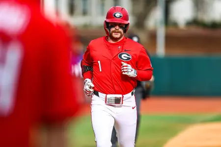 Georgia outfielder Dillon Carter (1) during Georgia’s game against UNC Asheville at Foley Field in Athens, Ga., on Saturday, Feb. 17, 2024. (Kari Hodges/UGAAA)