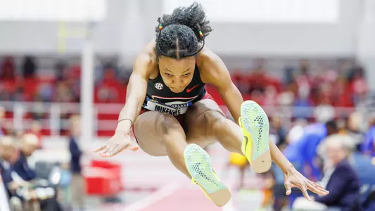 Photography at 2023 SEC Indoor Track Championships of Georgia Bulldog athletes on February 24, 2023 in Fayetteville, Arkansas at the Randal Tyson Track Center.