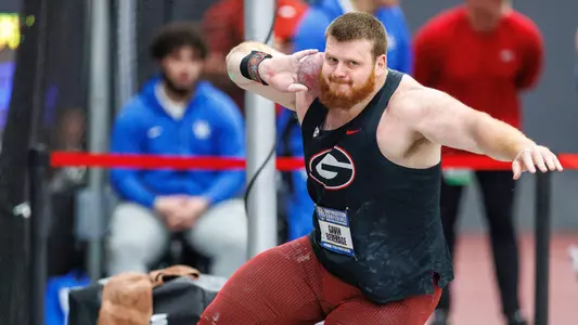 Photography at 2023 SEC Indoor Track Championships of Georgia Bulldog athletes on February 24, 2023 in Fayetteville, Arkansas at the Randal Tyson Track Center.