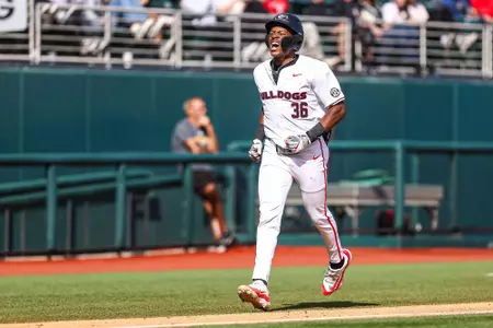 Georgia infielder Tre Phelps (36) during Georgia’s game against Northern Kentucky at Foley Field in Athens, Ga., on Sunday, Feb. 25, 2024. (Kari Hodges/UGAAA)