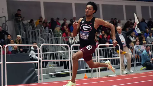 Mar 8, 2024; Boston, MA, USA; Christopher Morales Williams of Georgia runs in a 400m heat during the NCAA Indoor Track and Field Championships at The Track at New Balance. Mandatory Credit: Kirby Lee-USA TODAY Sports