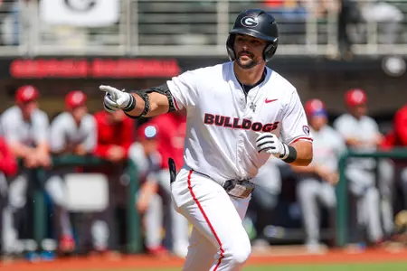 Georgia catcher and outfielder Corey Collins (6) during Georgia’s game against Alabama at Foley Field in Athens, Ga., on Sunday, Mar. 24, 2024. (Kari Hodges/UGAAA)